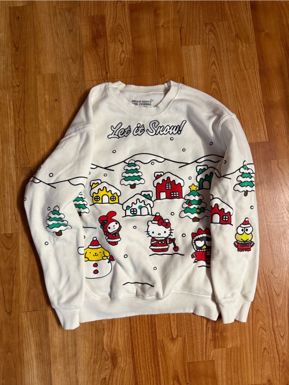 Hello Kitty White Holiday Snow Scene Sweatshirt